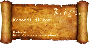 Komondi Ákos névjegykártya